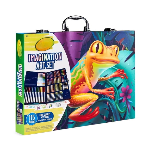 115pc Imagination Art Set with Case: Drawing & Coloring Kit for Creative Thinking, Includes Crayons & More