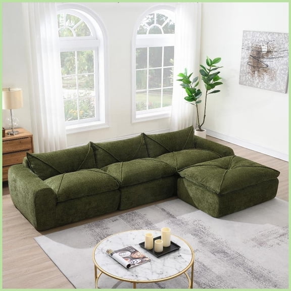 Modern Chenille 4-Seat 116 Sofa - No Assembly, High-Density Foam, Free Combination for Living Room