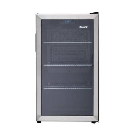 Galanz 116 Can Beverage Cooler, Glass Door Beverage Refrigerator, Drink Fridge for Soda, Beer & Wine, Freestanding for Home, Office, Bar