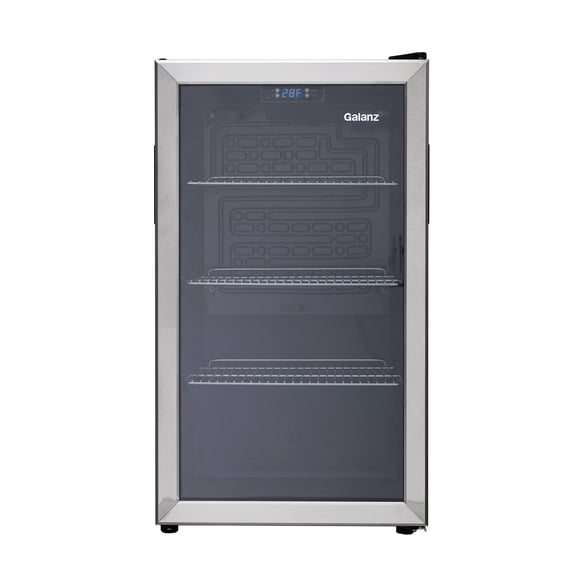 Galanz 116 Can Beverage Cooler, Glass Door Beverage Refrigerator, Drink Fridge for Soda, Beer & Wine, Freestanding for Home, Office, Bar