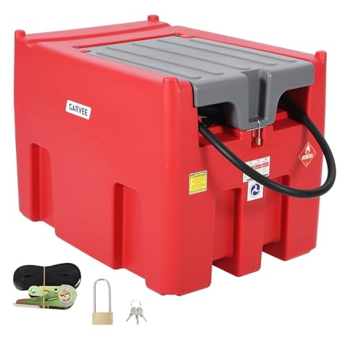 116 Gallon Red Portable Fuel Transfer Tank with 12V Electric Pump, 10 GPM Fast Flow, 13ft Hose & Auto Shut-Off Nozzle, Heavy Duty Poly Fuel Storage Container for Farm, Truck, Equipment