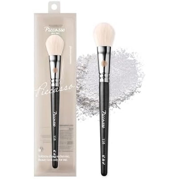 116 Highlighter Brush - Soft Goat Hair Makeup Brush for , Ideal for Highlighting Cheekbones, Nose, and Jawline, Fluffy Blush Brush for Glow, Professional Korean Beauty