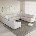 thumbnail image 1 of 116 Inch U-Shaped Sofa, Modular Sectional Sofa Couch with 330LBS/Seat, Oversized 8 Seat Chenille Corner Couch for Living Room Apartment, Cream, 1 of 9