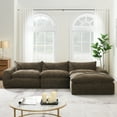 thumbnail image 1 of 116" Oversized Modular Sectional Sofa, Chenille Cloud Couch with Movable Ottoman, 4 Seat L-Shaped Sofa with Double Layer Support, No Assembly Required, Brown, 1 of 8
