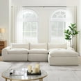 thumbnail image 1 of 116" Oversized Modular Sectional Sofa, Chenille Cloud Couch with Movable Ottoman, 4 Seat L-Shaped Sofa with Double Layer Support, No Assembly Required, White, 1 of 8