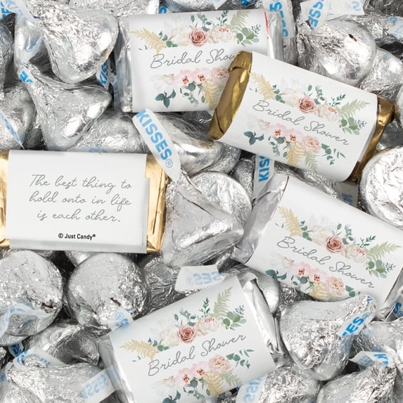 124 Pcs Bridal Shower Candy Favors Hershey's Miniatures & Kisses by Just Candy (1.52 lbs) - Floral