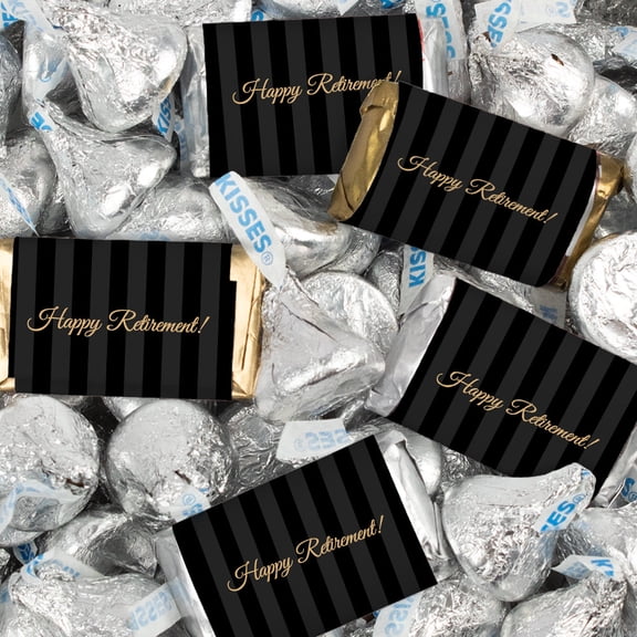 124 Pcs Retirement Party Candy Favors Hershey's Miniatures & Kisses by Just Candy (1.52 lbs) - Stripes