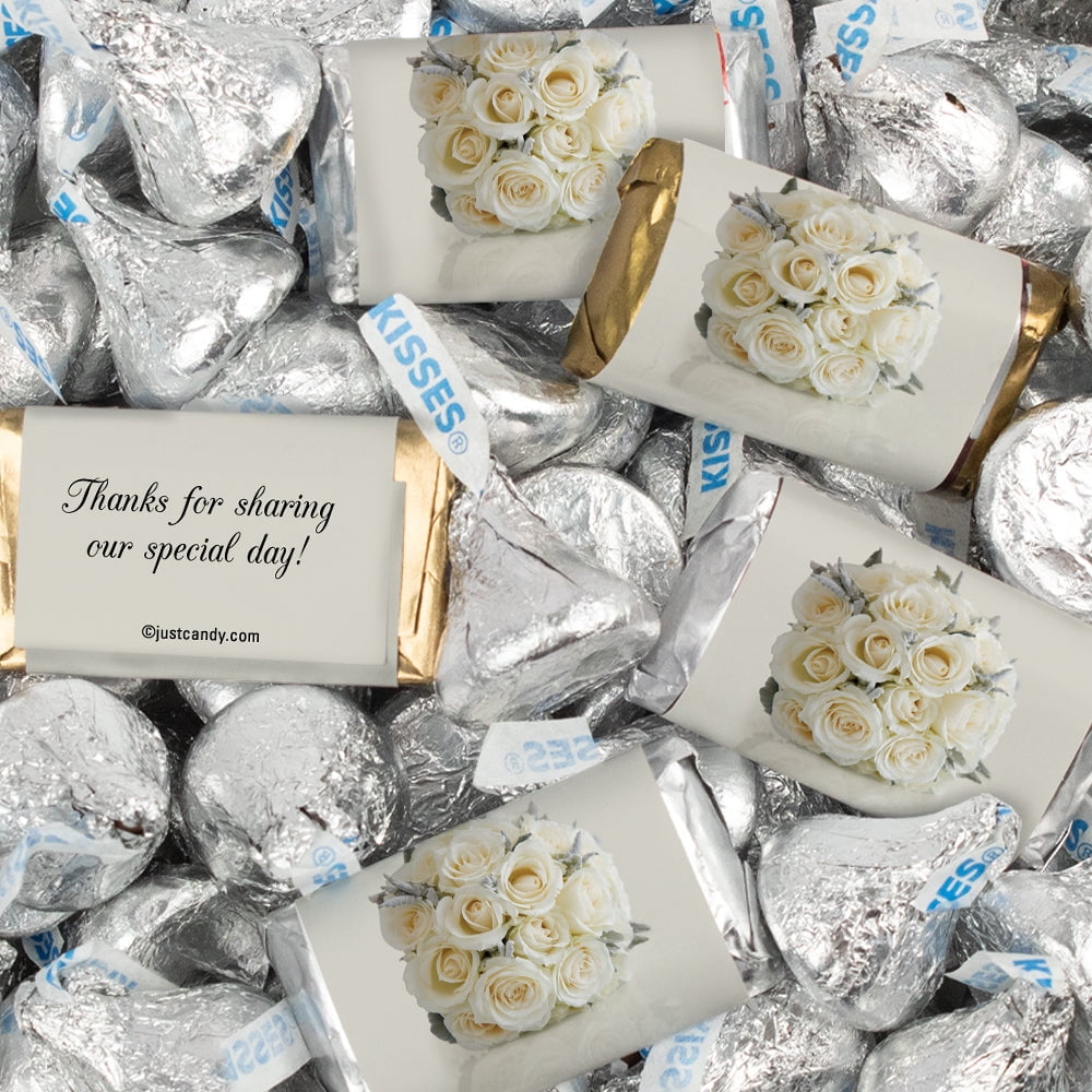 124 Pcs Wedding Candy Favors Hershey's Miniatures & Kisses by Just Candy (1.52 lbs) - Floral