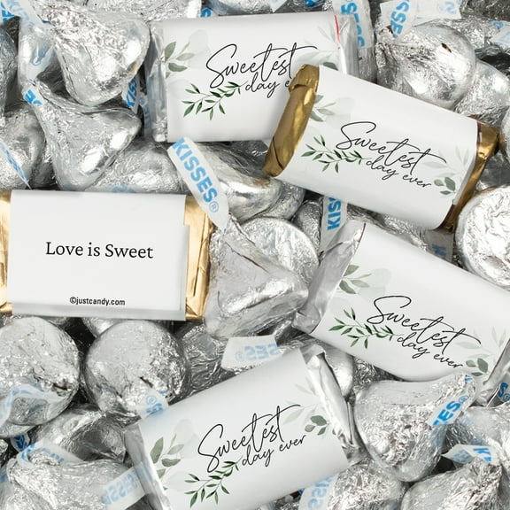 124 Pcs Wedding Candy Favors Hershey's Miniatures & Kisses by Just Candy (1.52 lbs) - Sweetest Day