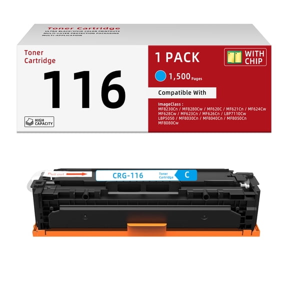 116 Toner Cartridge Compatible Replacement for Canon 116 116 CRG116 CRG-116 for Canon ImageClas MF8280Cw MF8230Cn MF620C MF621Cn MF624Cw LBP7110Cw Printers (1 Pack, Cyan)