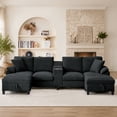 thumbnail image 1 of 116" U Shaped Couch Modular Sectional Sofa with 2 Storage Ottomans & 1 Storage Console,USB Charging Ports & 2 Cup Holders & 2 Throw Pillows,Modern Linen 4 Seater Sofa for Living Room,Apartment,Office, 1 of 11