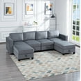 thumbnail image 1 of 116'' Velvet U Shaped Sectional Sofa Couch with Storage Function and Adjustable Backrest, Living Room Sofa Set with Ottoman and DIY Combination, Modular Sectional Sofa for Living Room, Dark Gray, 1 of 9