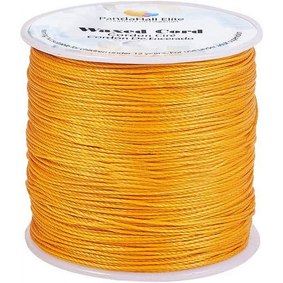 116 Yards 0.5mm Round Waxed Polyester Cords Thread Beading String Spool for Bracelet Necklace Jewelry Making Macrame Supplies, Gold