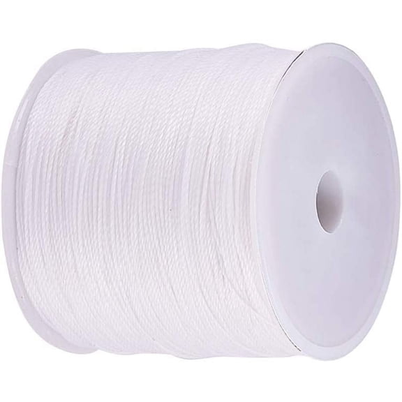 116 Yards Waxed Cord Polyester 0.5mm Round Rattail Waxed Beading String Cord for Bracelet Necklace Jewelry Making Macrame Supplies DIY Leather-White