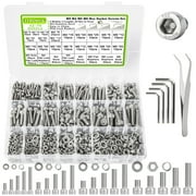 1160Pcs M3/M4/M5/M6 Nuts and Bolts Assortment Kit,304 Stainless Steel Hex Socket Head Cap Metric Machine Screws with Lock Washers 8MM to 25MM