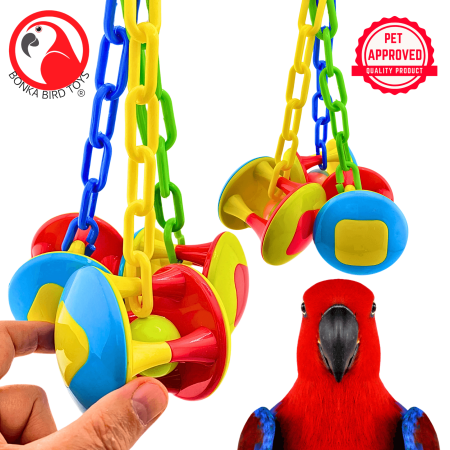 Bonka Bird Toys 1161 Carnival Clacker Large Plastic Rattle Parrot Cage Toy Pet