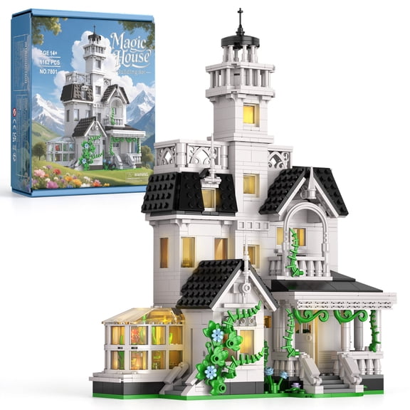 1162 Magic House Model Building Blocks MOC Bricks Lights Castle Construction Toys For Unisex Adults Home Decor Gifts