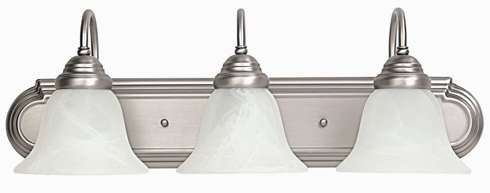 Matte Nickel 3-Light Vanity with White Faux Alabaster Glass