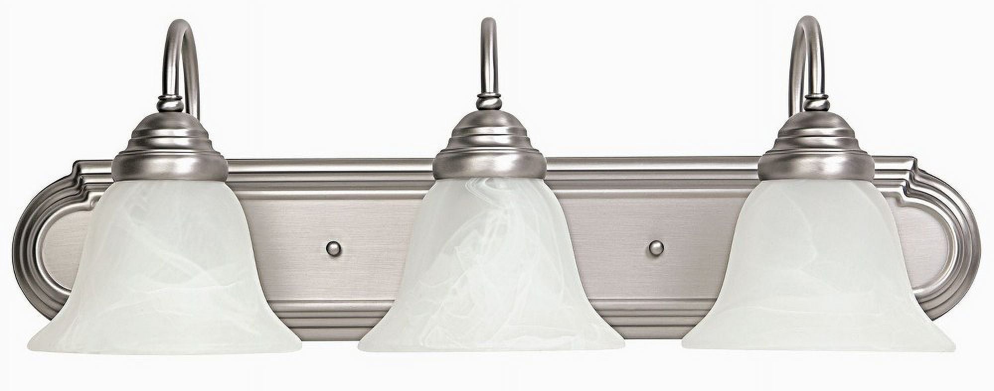 Matte Nickel 3-Light Vanity with White Faux Alabaster Glass