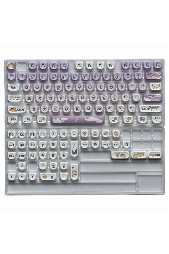 116Keys PBT Keycaps Gradient Purple Bunny Keycap Set MOA height Heat Sublimated for Mechanical Keyboard Switches