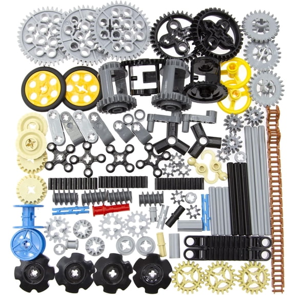 116PCS Gear and Axle Parts Set Compatible with Lego Technic Parts, DIY moc Gears Chain lnks Pins Axles Differential Assortment Pack (Random Color)