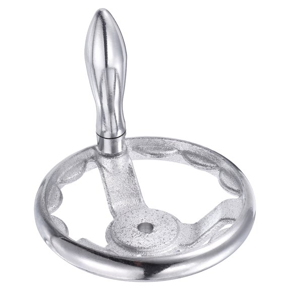 116mm/4.57Inch Rotary Handwheel with M8x1.25 Revolving Handle Chrome Plated Carbon Steel Round Handwheel for Milling Machine, Lathe, Grinder, Machine Tool