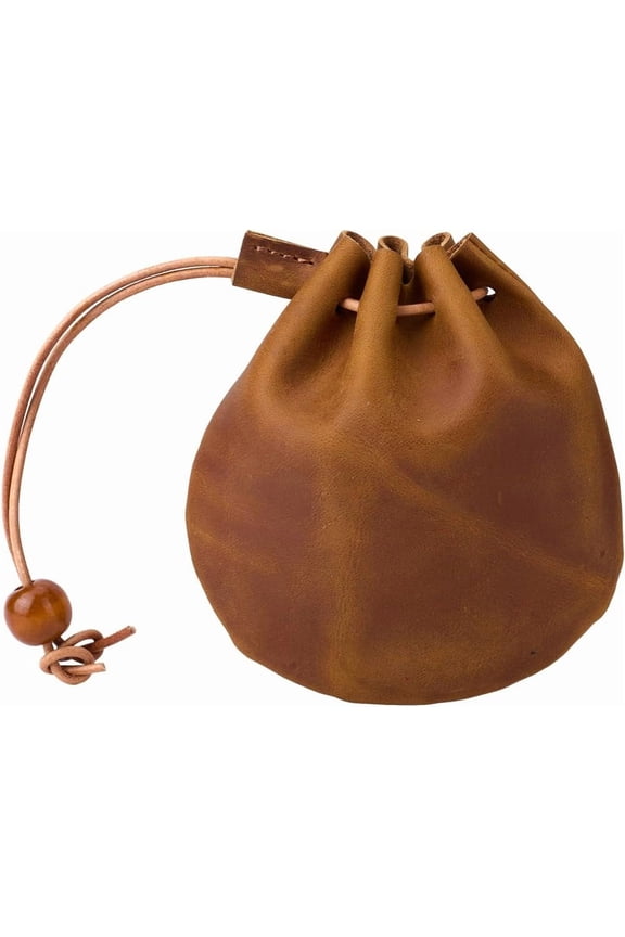 116x118x16mm Small Coin Purse Mini Genuine Leather Drawstring Pouch Vintage Leather Mini Change Bag Saddle Brown Small Drawstring Wallet for Men Women Jewellery Keys Small Items Storage