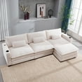 117.7" L Shaped Sectional Sofa with Cup Holders & USB Ports, Modern 3