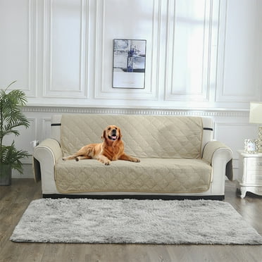 117*76 Inch Easy-Going Reversible Couch Cover for 3 Cushion Couch Sofa Cover for Dogs Water Resistant Furniture Protector Cover with Foam Sticks Elastic Straps for Pet Cat
