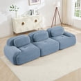 thumbnail image 1 of 116" Modern Compressed Boneless Couch, 3 Seater Sectional Couches for Living Room, Blue Corduroy Cloud Modular Sectional Sofa, Comfy Memory Foam, Extra Deep, Sofas para Sala, No Assembly, 1 of 13