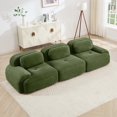 thumbnail image 1 of 116" Modern Compressed Boneless Couch, 3 Seater Sectional Couches for Living Room, Green Corduroy Cloud Modular Sectional Sofa, Comfy Memory Foam, Extra Deep, Sofas para Sala, No Assembly, 1 of 13