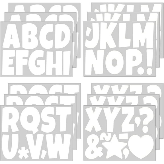 117 Pcs Bulletin Board Letters Large Letter Stickers 4 Inch Self Adhesive Vinyl Waterproof Alphabet Stickers for Poster Board Letters Mailbox Classroom School Home Decor (12, White)