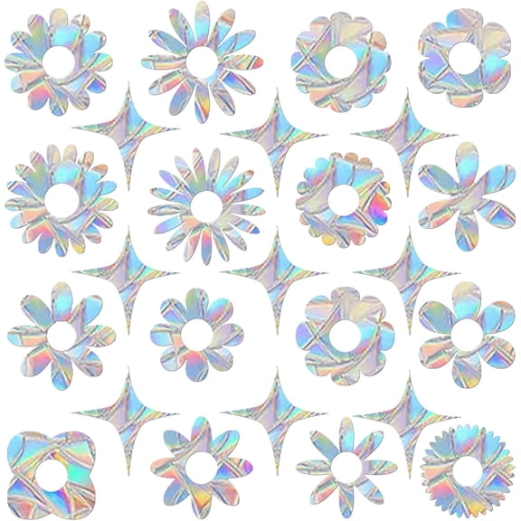 117 Pieces Window Clings for Birds - Anti-Collision Window Decals - Prismatic Non Adhesive Vinyl Rainbow Glass Stickers to Save Birds from Glass Strikes, JD-HUA-117