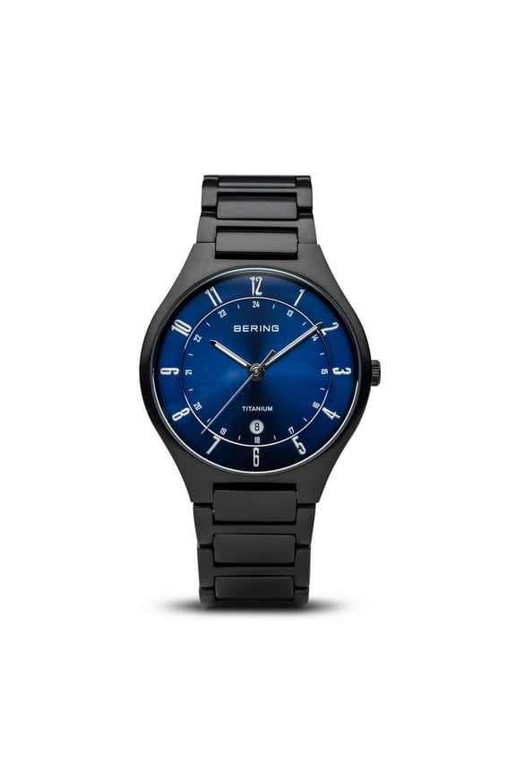 11739-727 Men's Titanium Blue Dial Quartz Date Watch