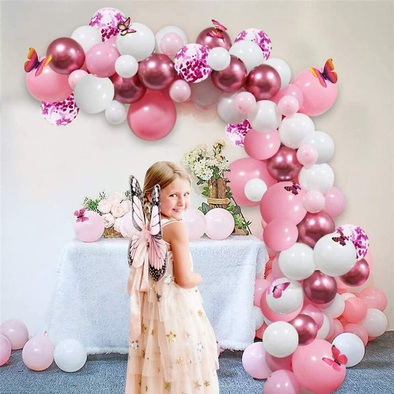 110 Piece Butterfly Garden Baby Shower Decorations For Girl – Pink Balloon  Garland Arch Kit Decor