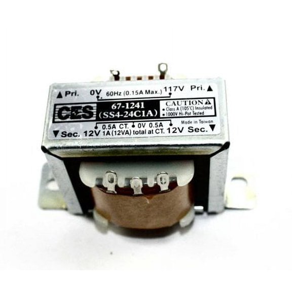 117VAC -> 24VAC, 1A, CT Transformer, Solder Lug/Push-on Terminals,Rated @ 105ºC