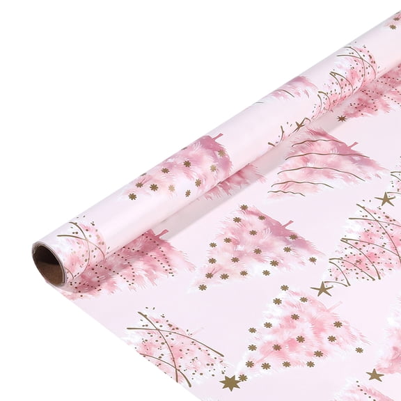118.1"x16.9", Christmas Tree Wrapping Paper Rolls,Xmas Pink Gift Wrap Paper Mini Roll, Cute Aesthetic Christmas Wrapping Paper Roll For Merry Christmas New Year Winter Party