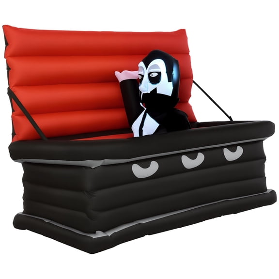 70.75IN Inflatable Vampire and Coffin Halloween Decor with LED Lights Waterproof Polyester Yard Ornament