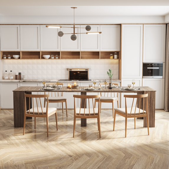 118.5" Modern Extendable Console Table,Wood Rustic Dining Table with Spacious Tabletop,Entryway Cupboard Extra Long Dining Table Sideboard with Strong Leg,Chair not Include,for Bar Kitchen Living Room