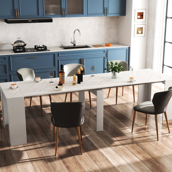 118.50in Expandable Console, White Color, And Chipboard Made, Stylish For Home Decor Extendable Console Office Area