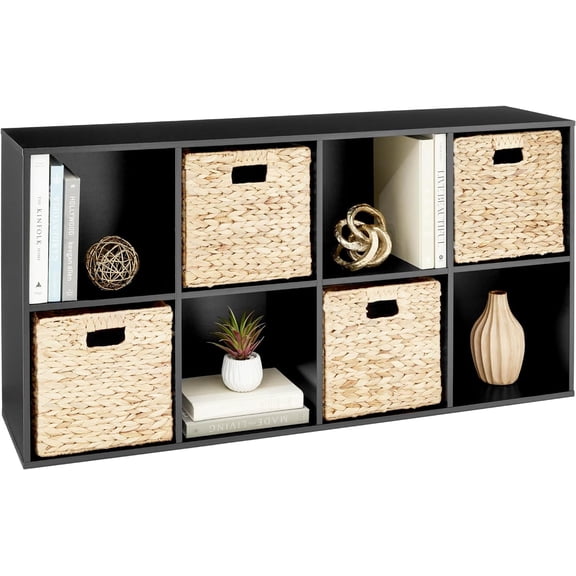 118.69 8-Cube Storage Organizer, 11in Shelf Opening, Bookcase, Display Shelf, Customizable w/ 3 Removable Back Panels Black