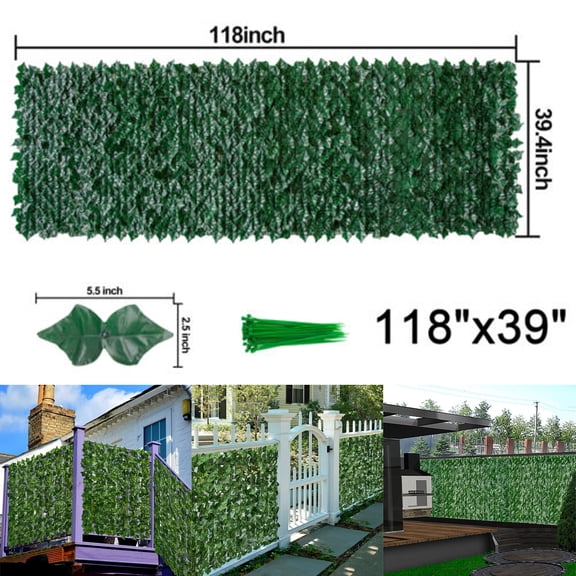 118' Artificial Wall Hedge Privacy Screens Fence Panel Faux Leaf Grass Decor US