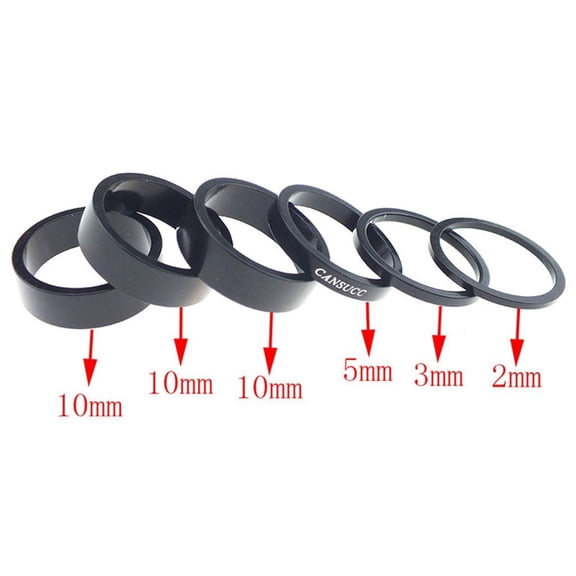 118 Bicycle Headset Spacer Cycle Steerer Tube Spacer Made Of Black Aluminum Alloy For Black Steerer Tube (6Pcs)
