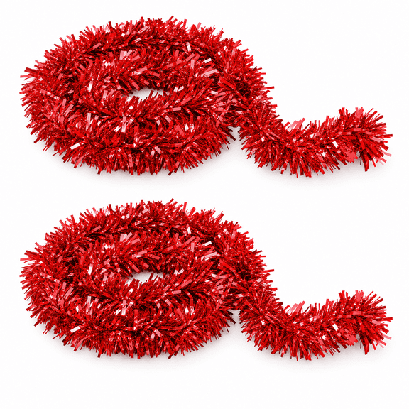 118 Feet Christmas Tinsel Garland Glitter Tinsel Twist Metallic Tree Shiny Hanging Ceiling Garland Decorations for Indoor Outdoor Holiday Party(Red)