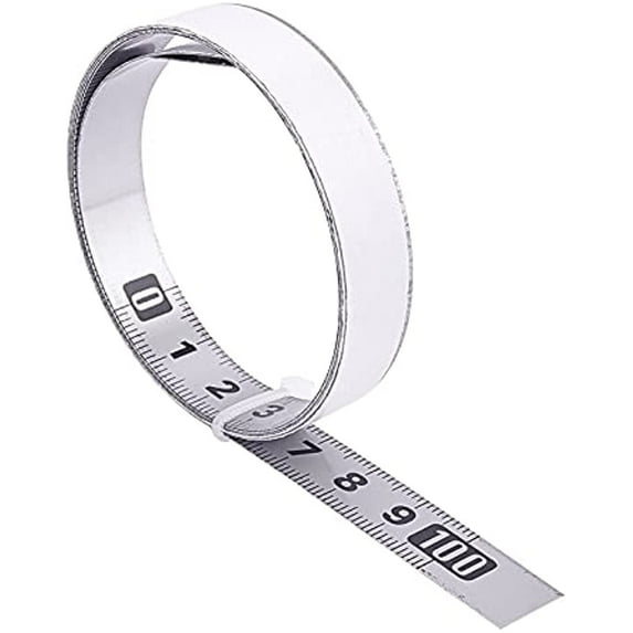 118 Inch/3m Carbon Steel Back Adhesive Ruler Steel Self-Adhesive Measuring Tape Metal Sticky Ruler Tape Measuring Tool (Left-Right Reading)