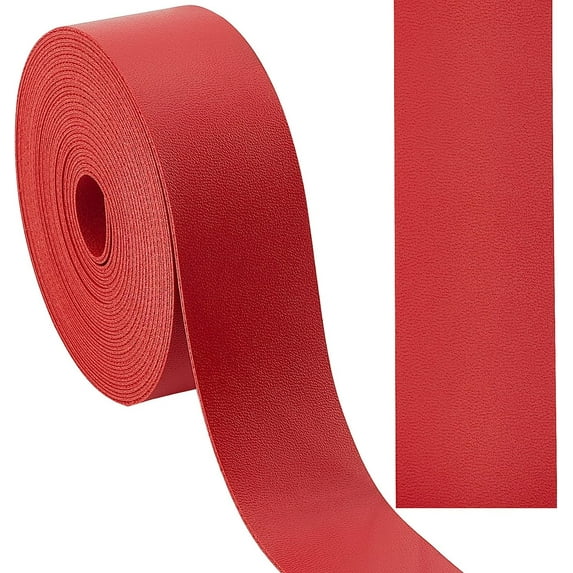 118 Inch Double Sided Leather Strip Strap 1.18 Inch Wide Smooth Leather Belt Wrap Flat Cord for DIY Crafts Projects Clothing Making Bag Handles Belts (Red)