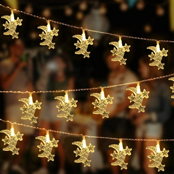 118 Inch Star Moon String Light Battery Powered String Light with 20 LEDs Fairy Lights for Patio Garden,Wedding, Party, Home Decoration