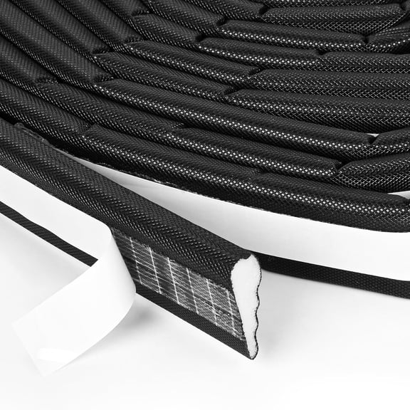 118 Inch Wedge-Shape Foam Window Weather Stripping Door Seal Insulation Strip, Soundproofing Inserts Self Adhesive Draft Stopper Light Blocker for Winter Gaps, Black