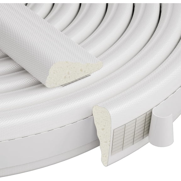 118 Inch Wedge-Shape Weather Stripping Door Seal,Windows and Doors Insulation,Self Adhesive Insulation Foam Anti-Collision Strip,Weatherstrip Tape for Soundproofing,Noise Drafts Blocker,White