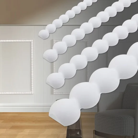 118"L x 0.31"W Flexible Mirror Frame Bead Molding Trim, Paintable DIY Moulding Strip for Picture Border, Wall, Door, Cabinet (Unfinished White PVC)